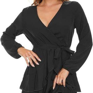 Women Long Sleeve V Neck Dress